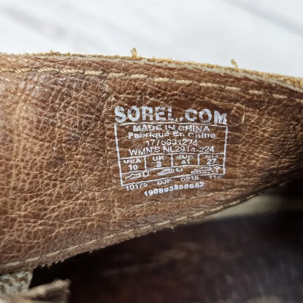 Sorel Sandals Womens 10 Joanie Lace Up Gladiator Peep Toe Wedge Brown Leather